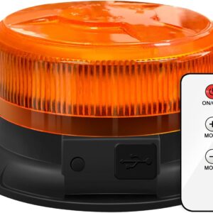AnTom LED Strobe Lights - Wireless Remote Control Flashing Light-12-24v High Brightness Battery Beacon Lights -Magnetic Base Amber Light- Vehicle Emergency Flashing Warning Light
