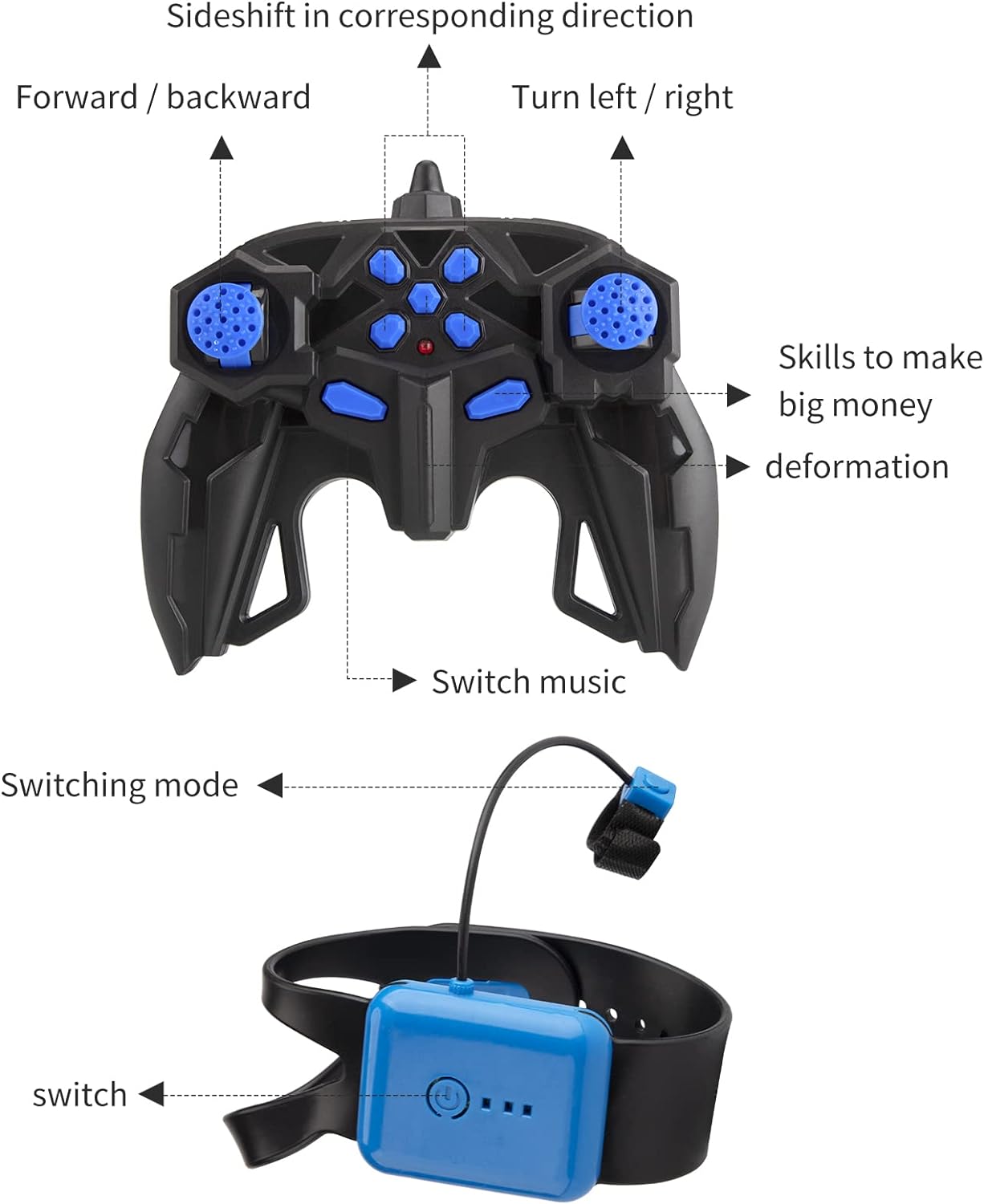 Deejoy 1:12 RC Stunt Car, 2.4GHz 4WD Remote Control Gesture Sensor Toy Cars, Double Sided Rotating Off Road Vehicle 360° Flips with Lights Music, for Boys & Girls Birthday - Image 6