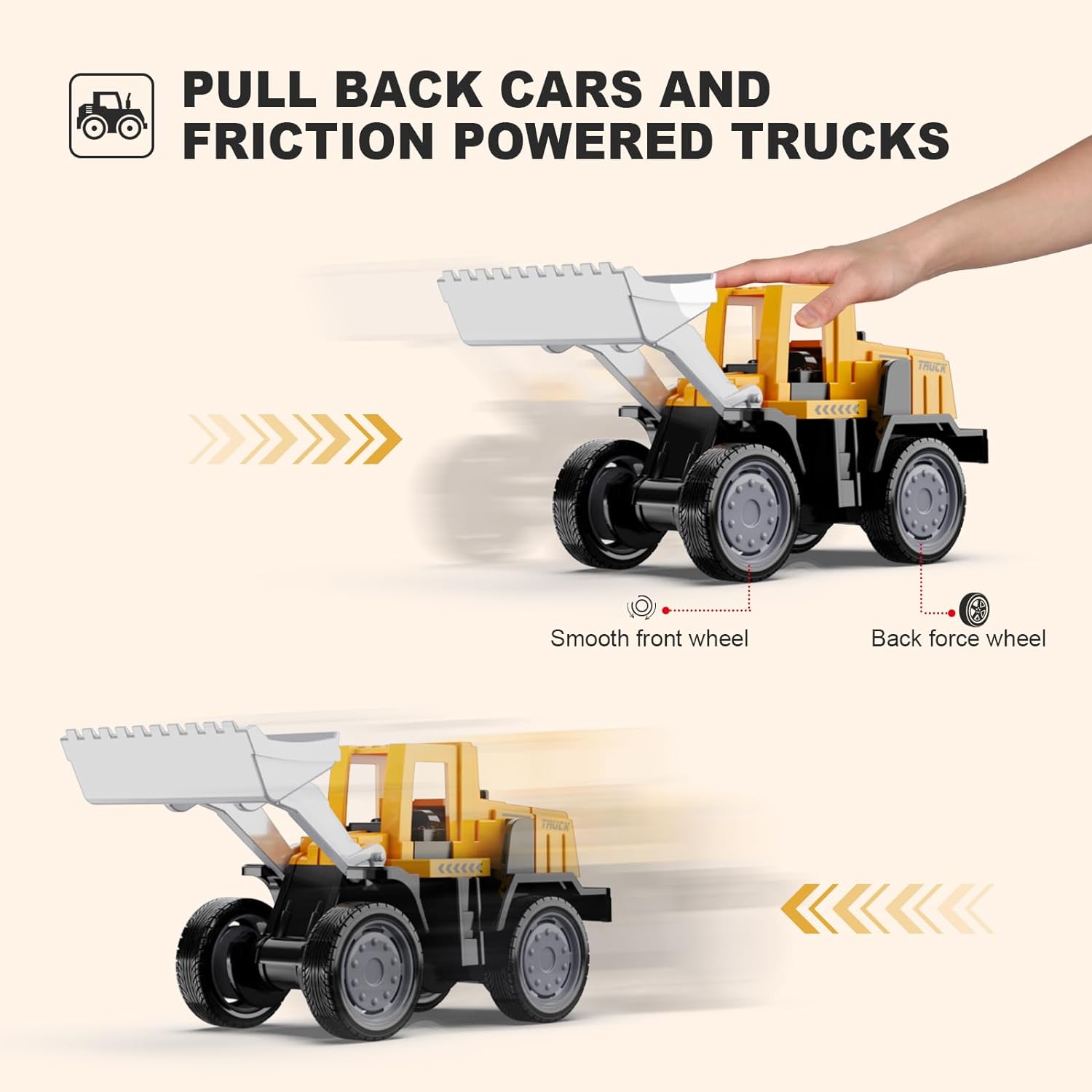 HONGTUO Alloy Mini Construction Vehicles,8Pcs Die-cast Construction Toys Set,Excavators Mixer Truck Bulldozers Forklift Dump Truck Toys,Pull Back Car Toys for Toddlers Kids Boys & Girls - Image 5