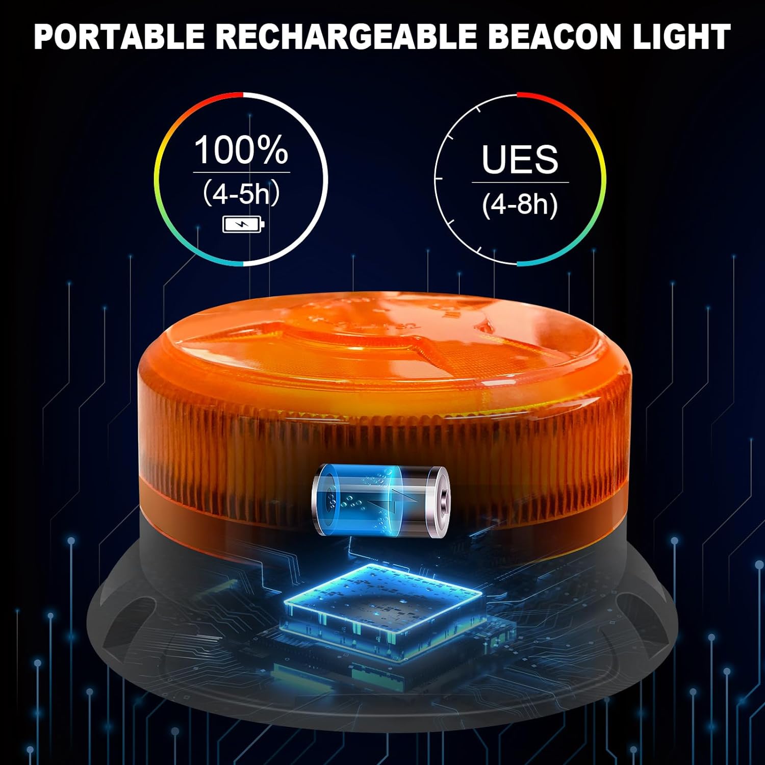 AnTom LED Strobe Lights - Wireless Remote Control Flashing Light-12-24v High Brightness Battery Beacon Lights -Magnetic Base Amber Light- Vehicle Emergency Flashing Warning Light - Image 4