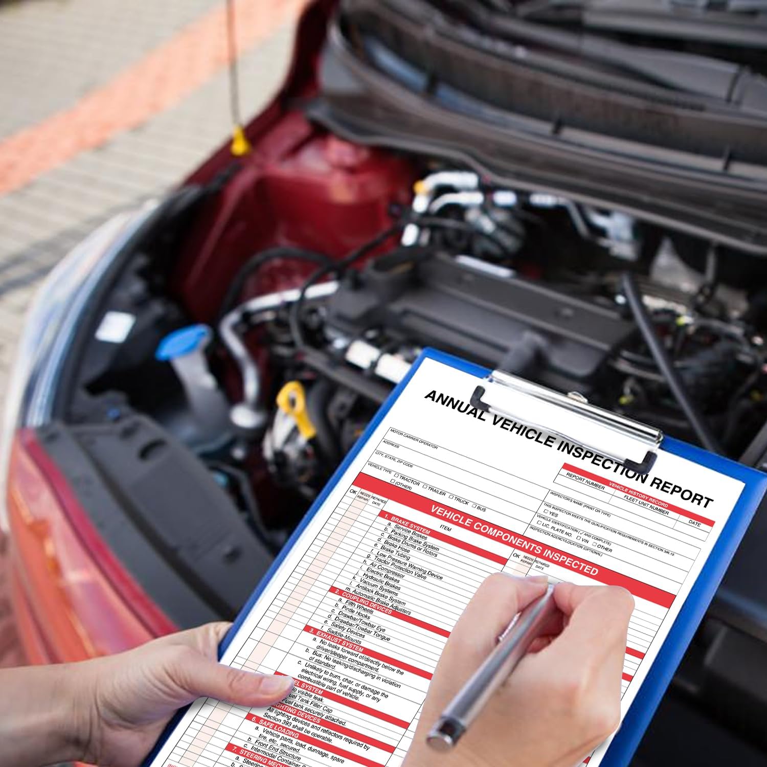 Annual Vehicle Inspection Report Form 25-pk 3-Ply Carbonless, 8.5" x 11.75" + 2-Ply Vinyl with Mylar Laminate Label 5" x 4" - Image 6