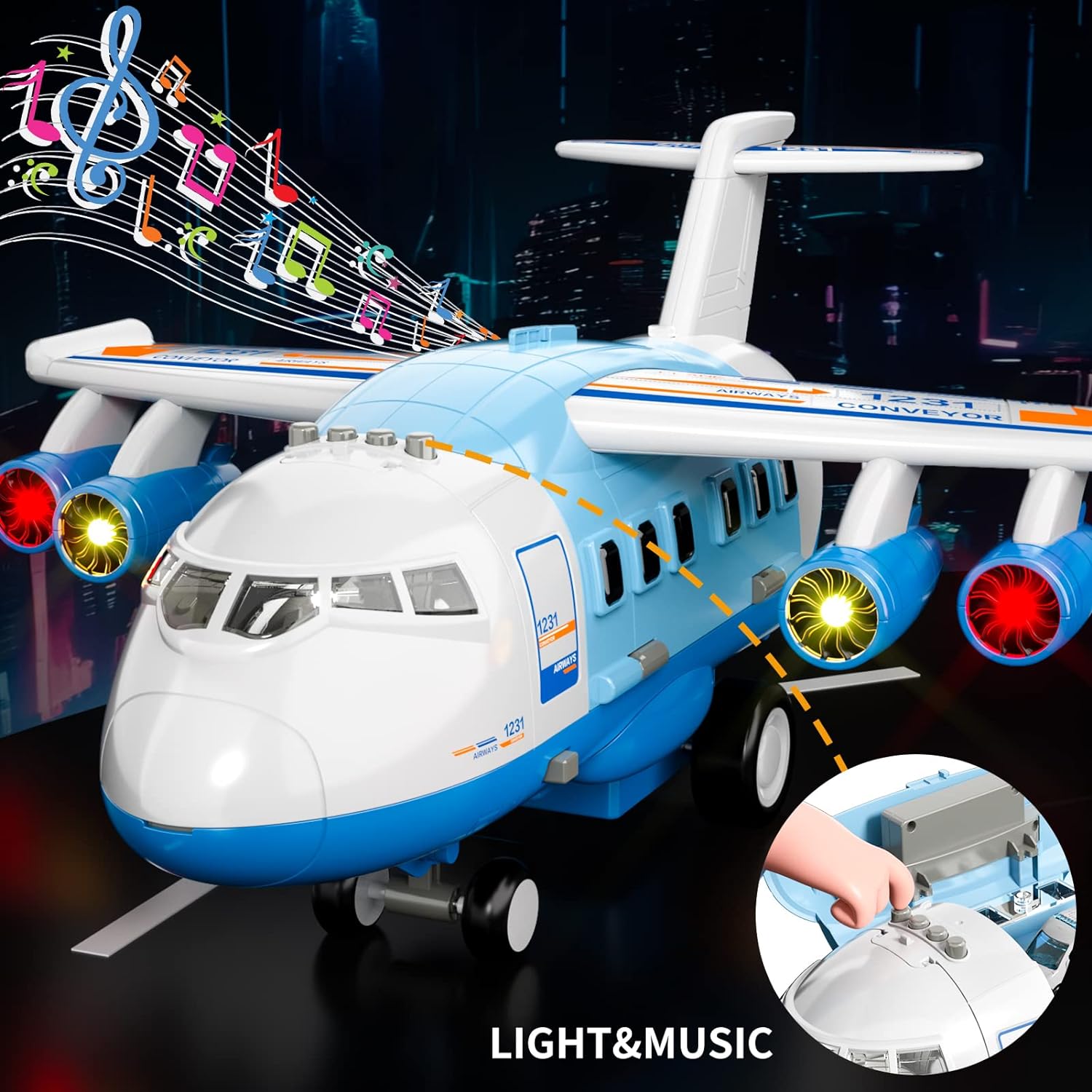 IHAHA Airplane Toys for 3 Year Old, Toy Airplane for Boys Kids Age 4-7, Large Transport Spray Aeroplane Toys with 10 Vehicle Cars, 3 4 5 6 Year Old Boy Toys - Image 3