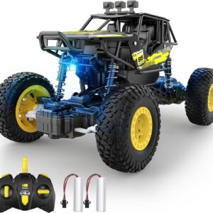 Remote Control Car, Metal RC Monster Trucks,1/20 LED 4 Channel All Terrains Off Road Vehicle 2X Rechargeable Batteries Toy Gift for Boys Girls Kids Adults