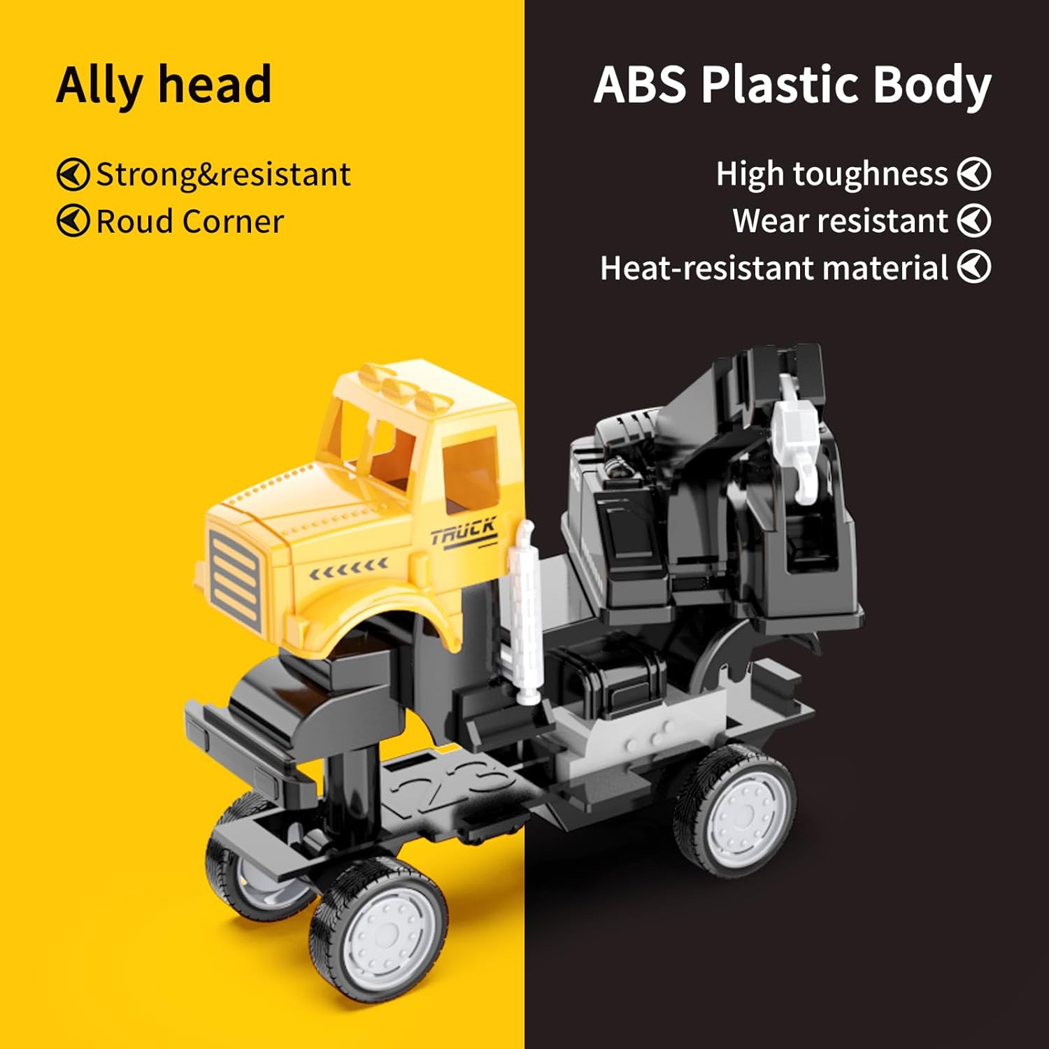 HONGTUO Alloy Mini Construction Vehicles,8Pcs Die-cast Construction Toys Set,Excavators Mixer Truck Bulldozers Forklift Dump Truck Toys,Pull Back Car Toys for Toddlers Kids Boys & Girls - Image 3