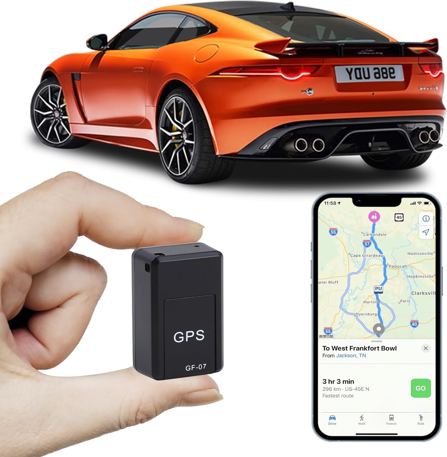 GPS Tracker for Vehicles, Mini Car GPS Tracker Portable Real Time Magnetic GPS Tracking Device, Full Global Coverage Location Tracker for Car,Trucks/Person. No Subscription Required/No Monthly Fee