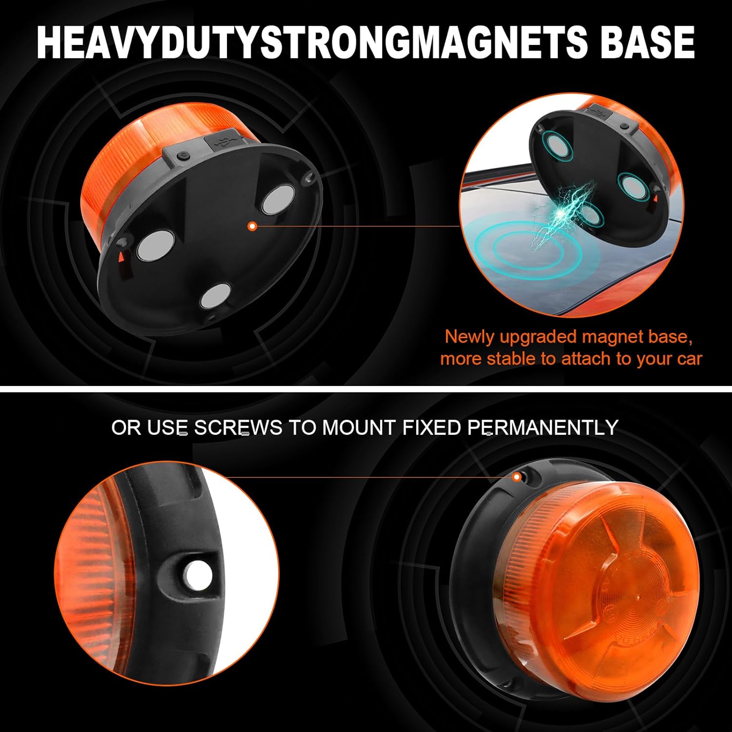 AnTom LED Strobe Lights - Wireless Remote Control Flashing Light-12-24v High Brightness Battery Beacon Lights -Magnetic Base Amber Light- Vehicle Emergency Flashing Warning Light - Image 5