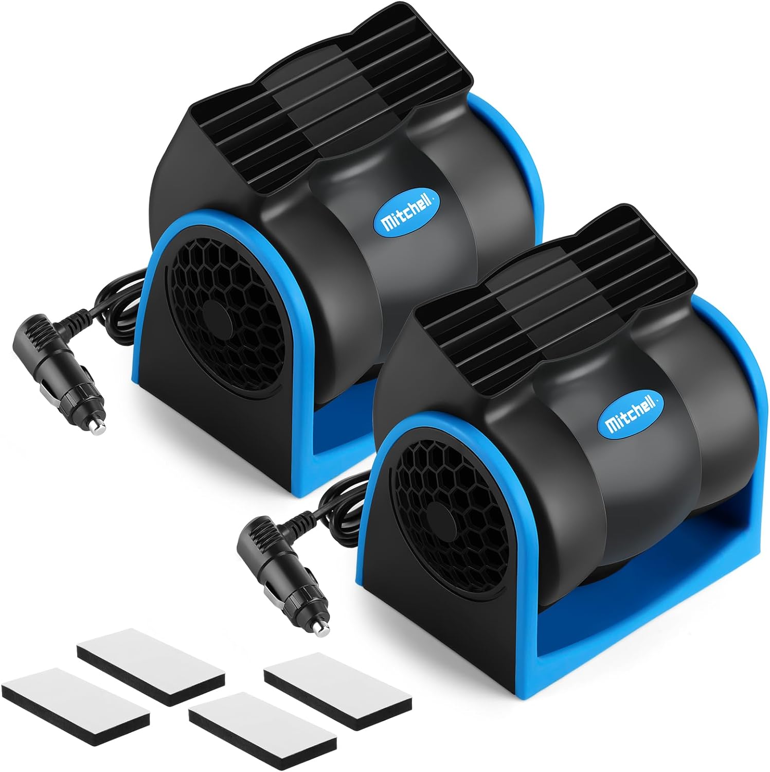 Tujoe 2 Pcs 12v Car Fan Car Vehicle Electric Cooling Fan with Cigarette Light Plug Mini Adjustable Speed Silent Air Cooler Portable Cold Air Fans for Cars Auto Suv Truck Cart Rv Atv