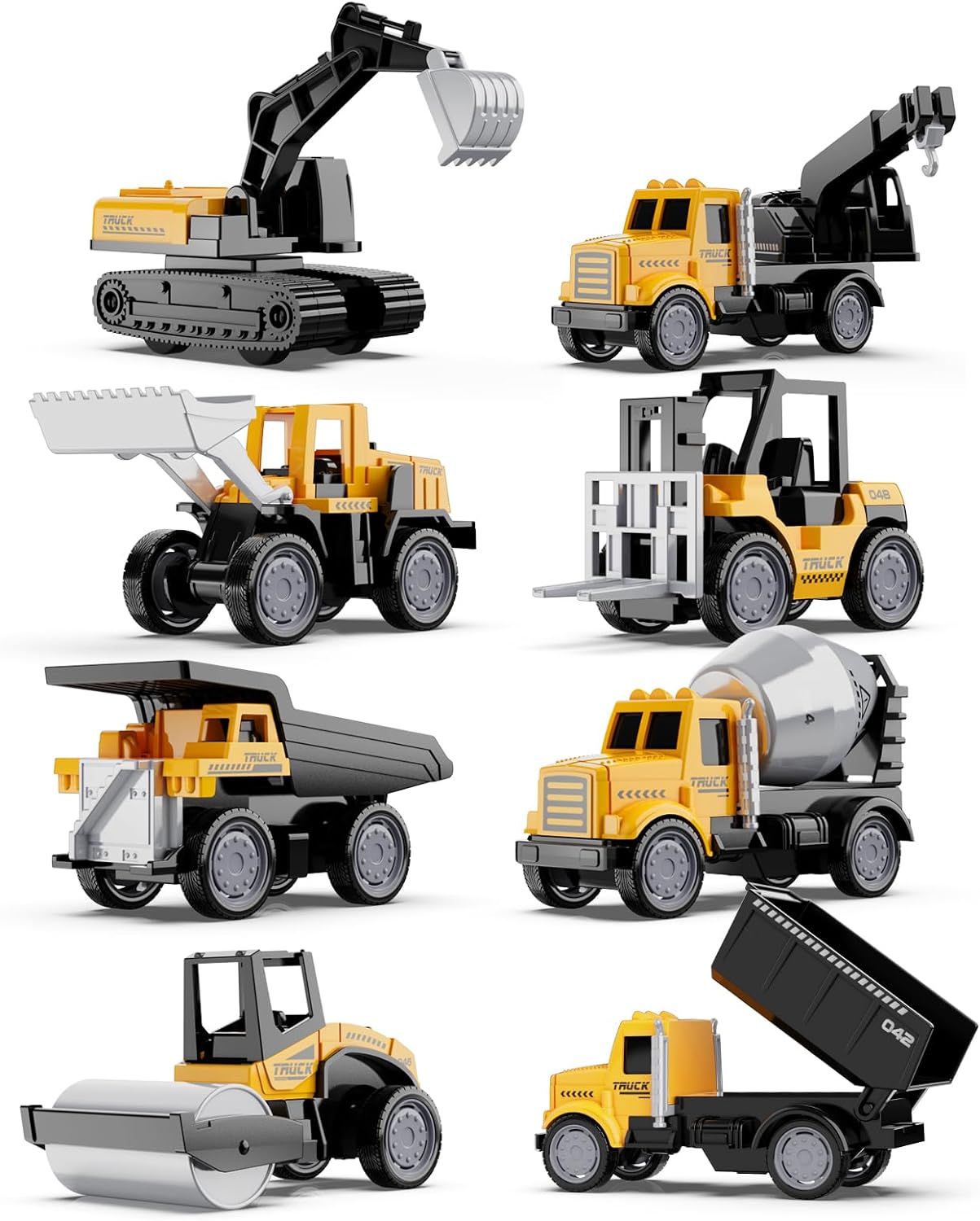 HONGTUO Alloy Mini Construction Vehicles,8Pcs Die-cast Construction Toys Set,Excavators Mixer Truck Bulldozers Forklift Dump Truck Toys,Pull Back Car Toys for Toddlers Kids Boys & Girls - Image 8