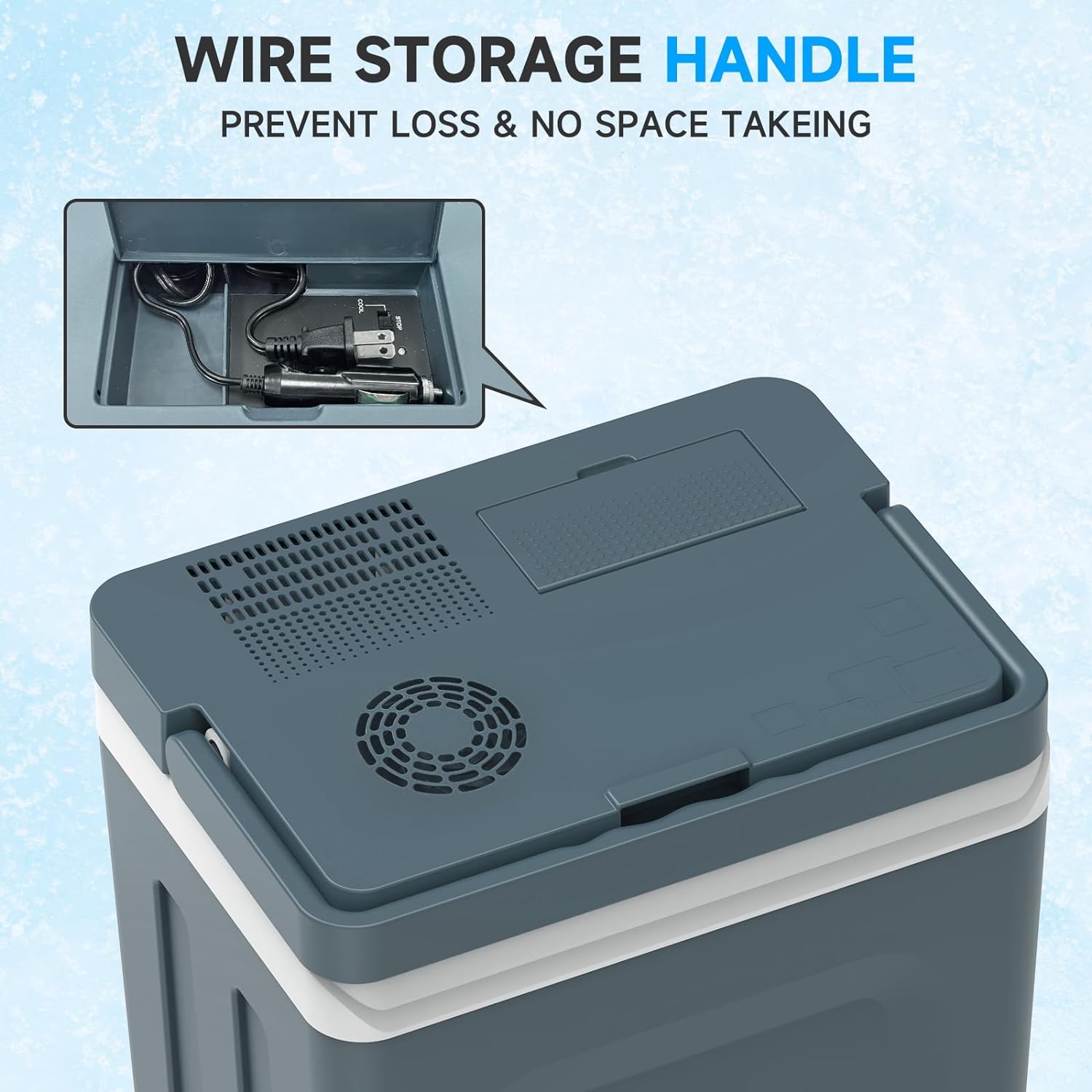 SHAREWIN Electric Cooler & Warmer with Handle 26.5 Quart/25L Portable Thermoelectric Fridge for Vehicles & Trucks with 110V AC & 12V DV, Portable Refrigerator for Camping, Mini Car Refrigerator.Grey - Image 6