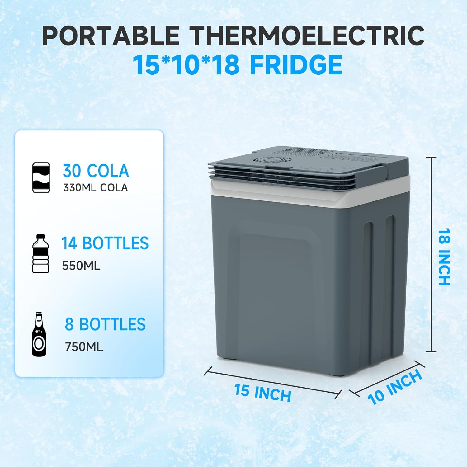 SHAREWIN Electric Cooler & Warmer with Handle 26.5 Quart/25L Portable Thermoelectric Fridge for Vehicles & Trucks with 110V AC & 12V DV, Portable Refrigerator for Camping, Mini Car Refrigerator.Grey - Image 2
