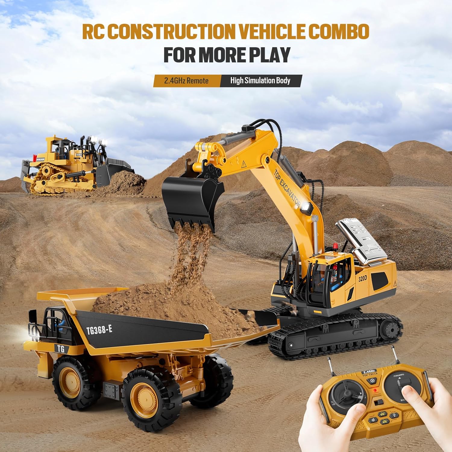 RC Dump Truck Toy, 9-Channel Remote Control Toy with Metal Bed & Light, Rechargeable Battery, Kids Construction Vehicle Truck Toys for 3+ Boys, Perfect 2024 Kid Birthday Gift for Ages 3-12+ - Image 6