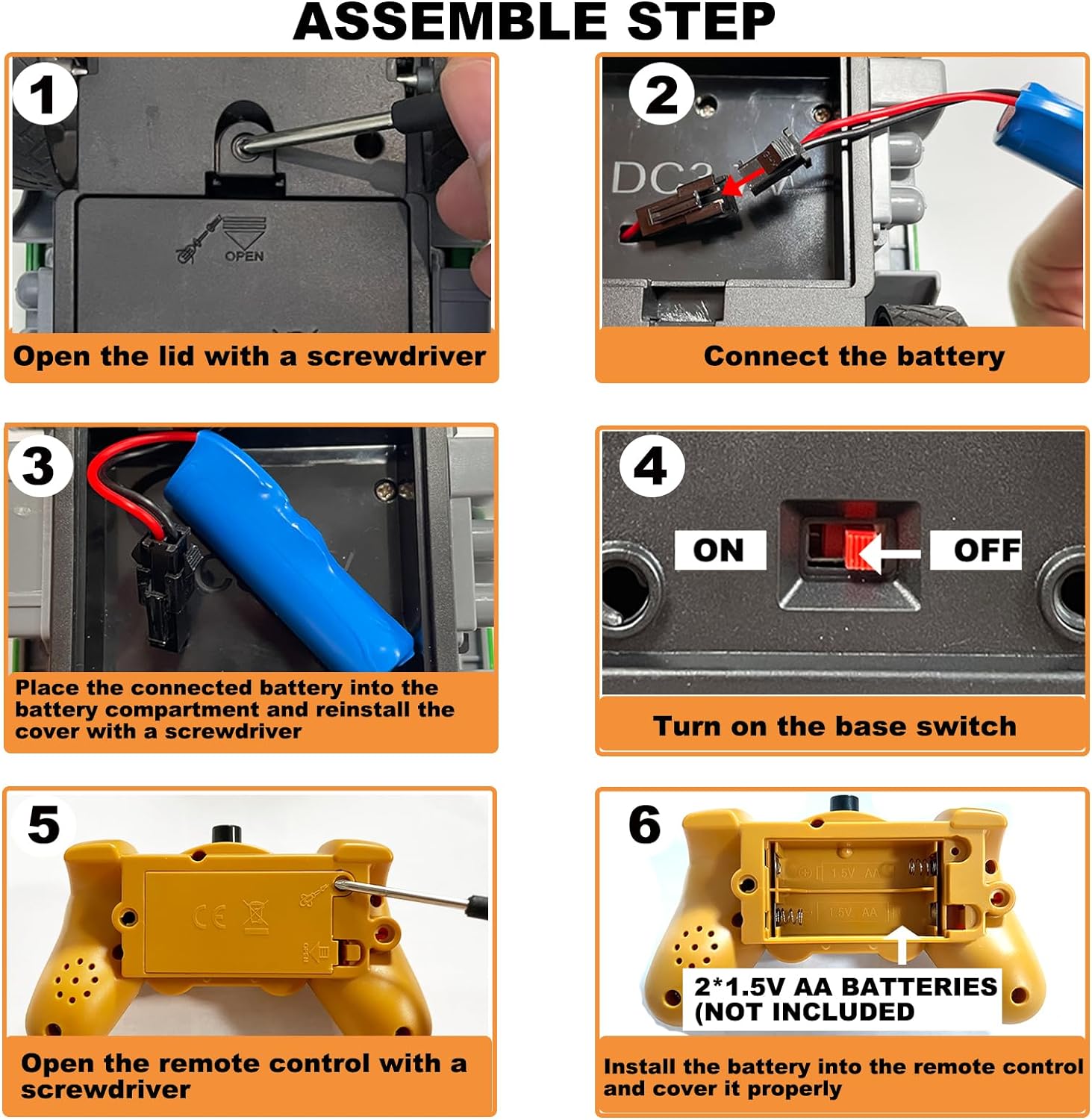 CALEST Remote Control Construction Dump Truck Toy RC Vehicle,6 Channel Truck Toys with 2 Rechargeable Batteries,1/24 Scale Dump Truck,Birthday Gifts Ideas for Boys Age 3-8 Year Old - Image 7