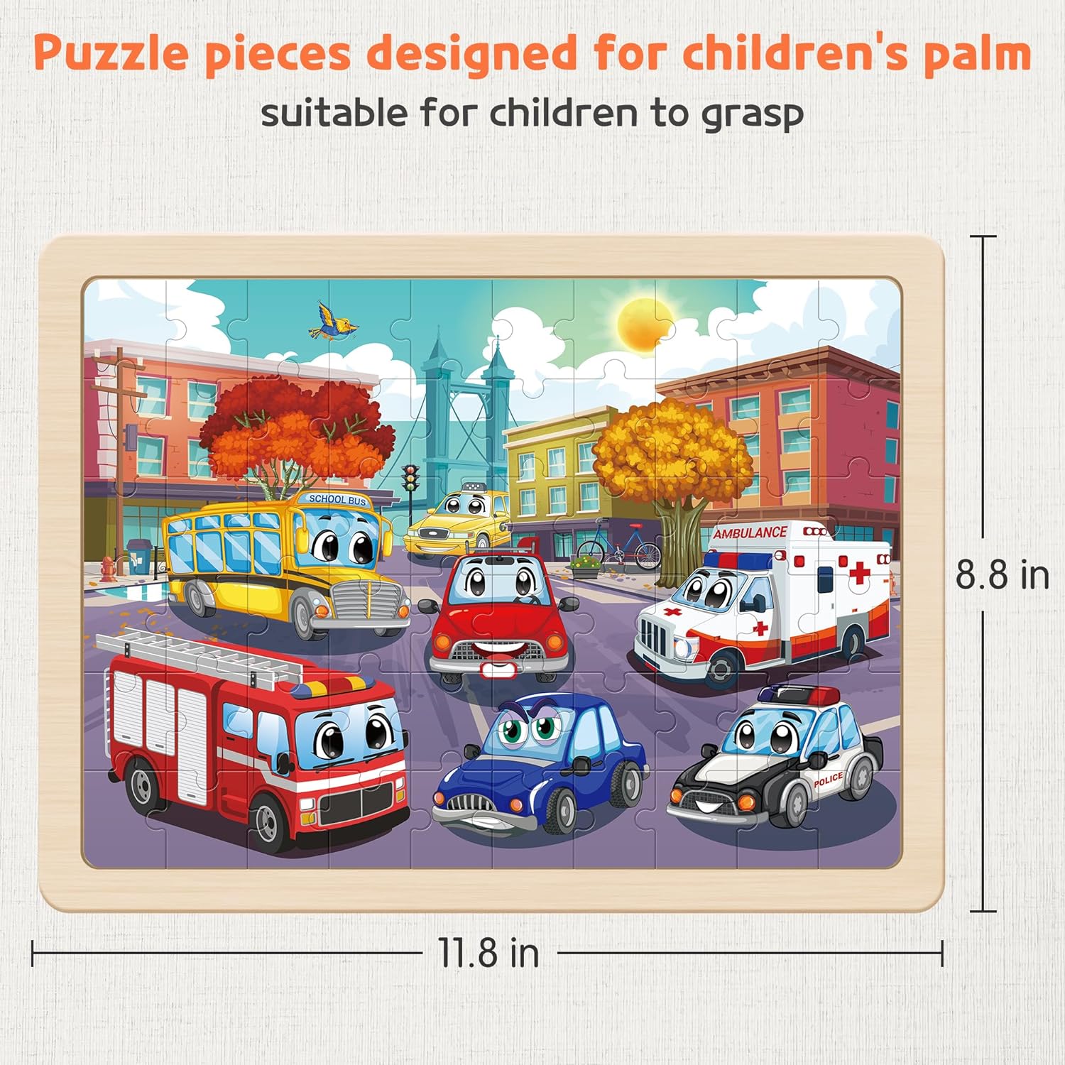 SYNARRY Wooden Vehicle Puzzles for Kids Ages 4-6, 6 Packs 60 PCs Jigsaw Puzzles Preschool Educational Toys Gifts for Children Ages 4-8, Kids Puzzles for 4+ Year Olds Boys Girls, Wood Puzzles Ages 3-10 - Image 5