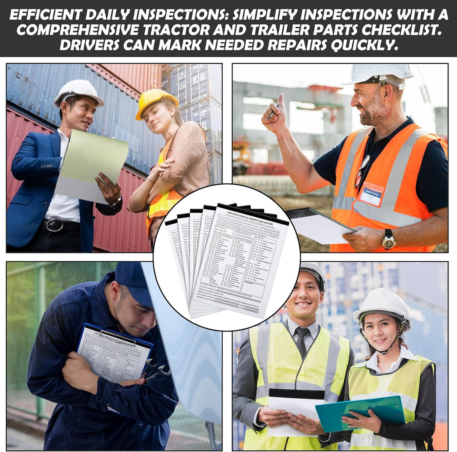 Motiskyy 5 Pack 5.5" x 8.5" Detailed Driver's Vehicle Inspection Report 31 Sets of Forms Per Book 2-ply Carbonless Detailed Daily Pre Trip Inspection Report for Drivers and Truckers - Image 5