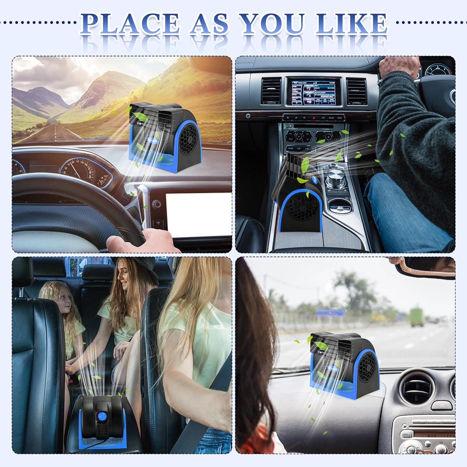 Tujoe 2 Pcs 12v Car Fan Car Vehicle Electric Cooling Fan with Cigarette Light Plug Mini Adjustable Speed Silent Air Cooler Portable Cold Air Fans for Cars Auto Suv Truck Cart Rv Atv - Image 6