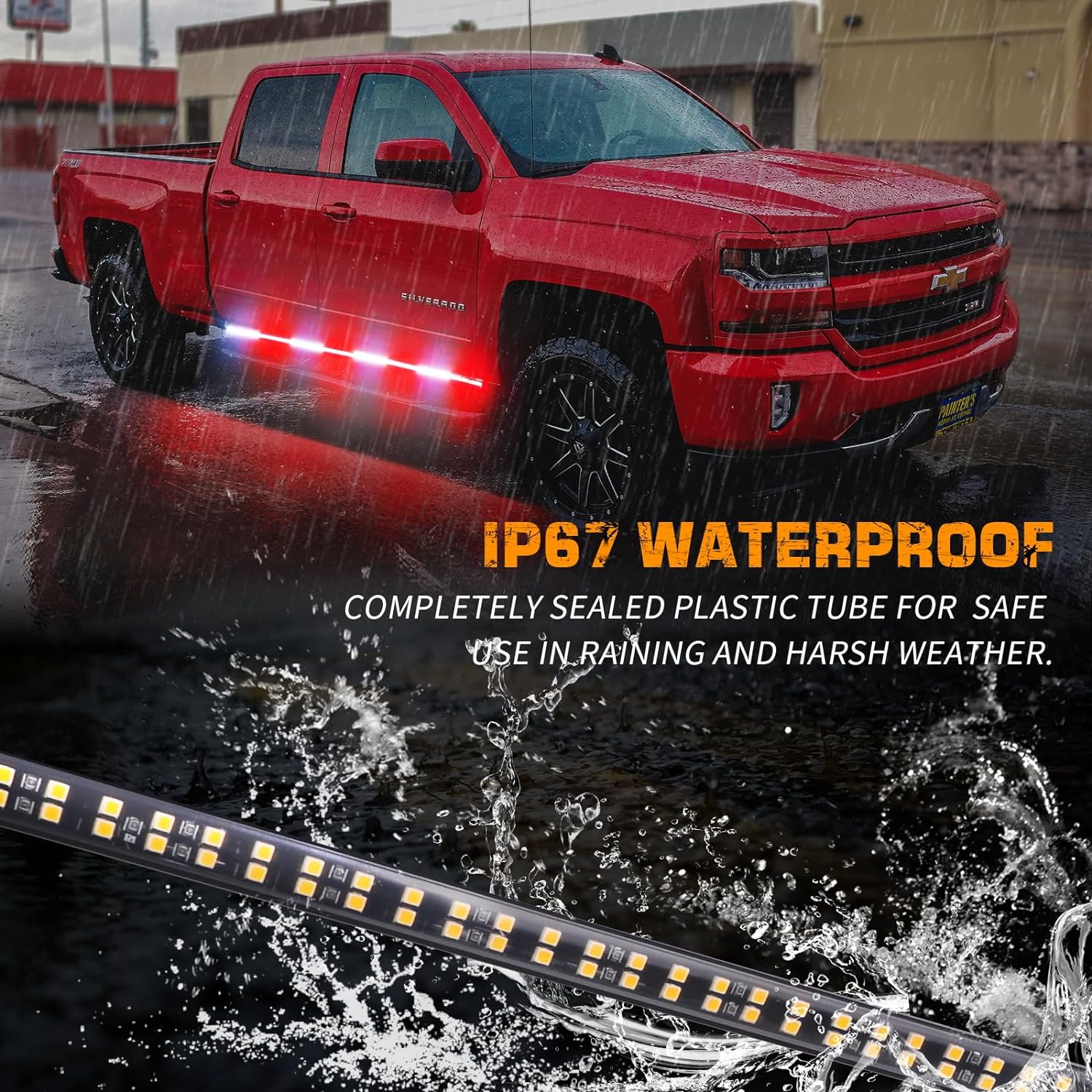 XRIDONSEN 2PCS 70 inch Truck LED Emergency Lights Strip 864 LED Running Board Strobe Lights Bar Red White Firefighter Lights Flashing Warning Safety Waterproof Flexible for Vehicles Trucks Pickup POV - Image 3