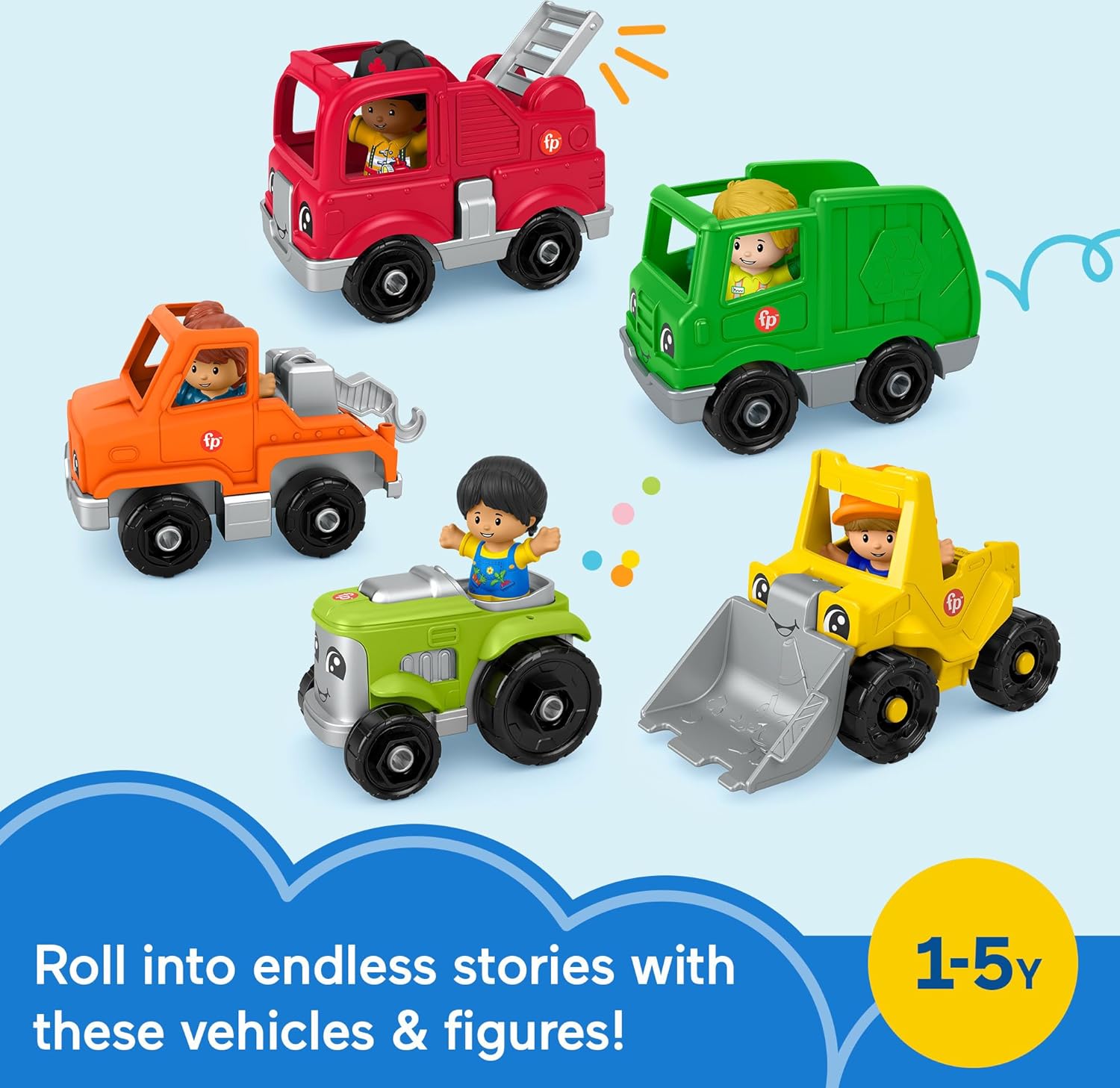 Fisher-Price Little People Toddler Playset Activity Vehicles Toy Set with 10 Toys for Preschool Pretend Play Ages 1+ Years - Image 2