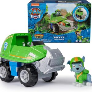 Paw Patrol Jungle Pups, Rocky Snapping Turtle Vehicle, Toy Truck with Collectible Action Figure, Kids Toys for Boys & Girls Ages 3 and Up