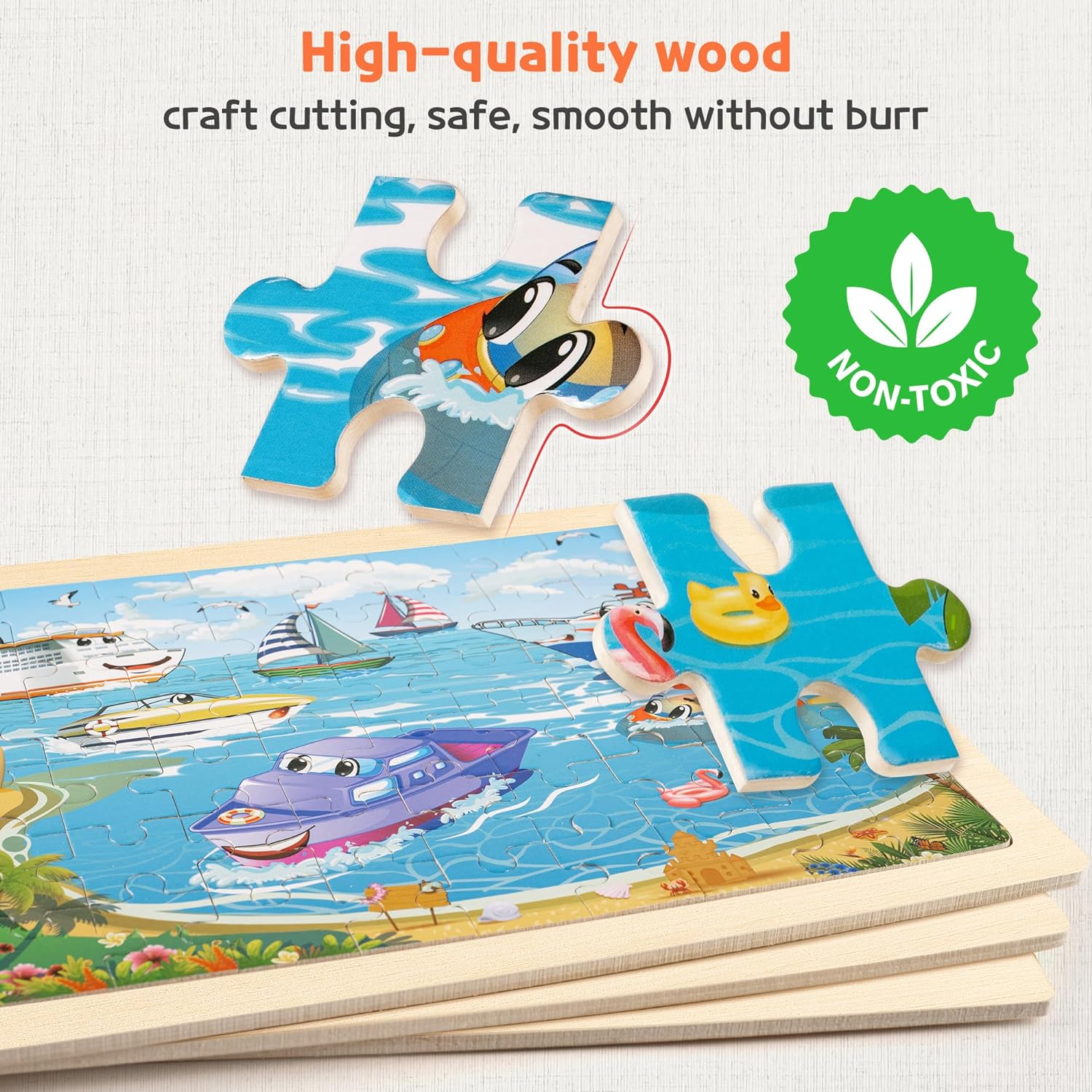 SYNARRY Wooden Vehicle Puzzles for Kids Ages 4-6, 6 Packs 60 PCs Jigsaw Puzzles Preschool Educational Toys Gifts for Children Ages 4-8, Kids Puzzles for 4+ Year Olds Boys Girls, Wood Puzzles Ages 3-10 - Image 4