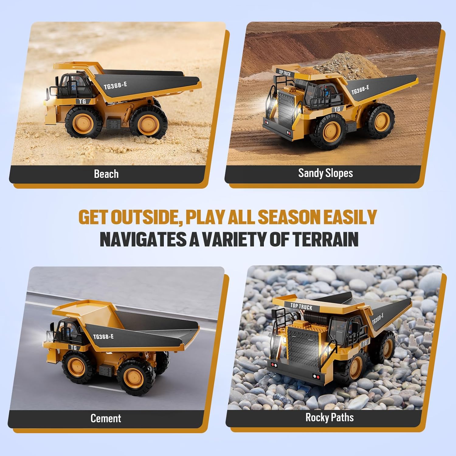 RC Dump Truck Toy, 9-Channel Remote Control Toy with Metal Bed & Light, Rechargeable Battery, Kids Construction Vehicle Truck Toys for 3+ Boys, Perfect 2024 Kid Birthday Gift for Ages 3-12+ - Image 7