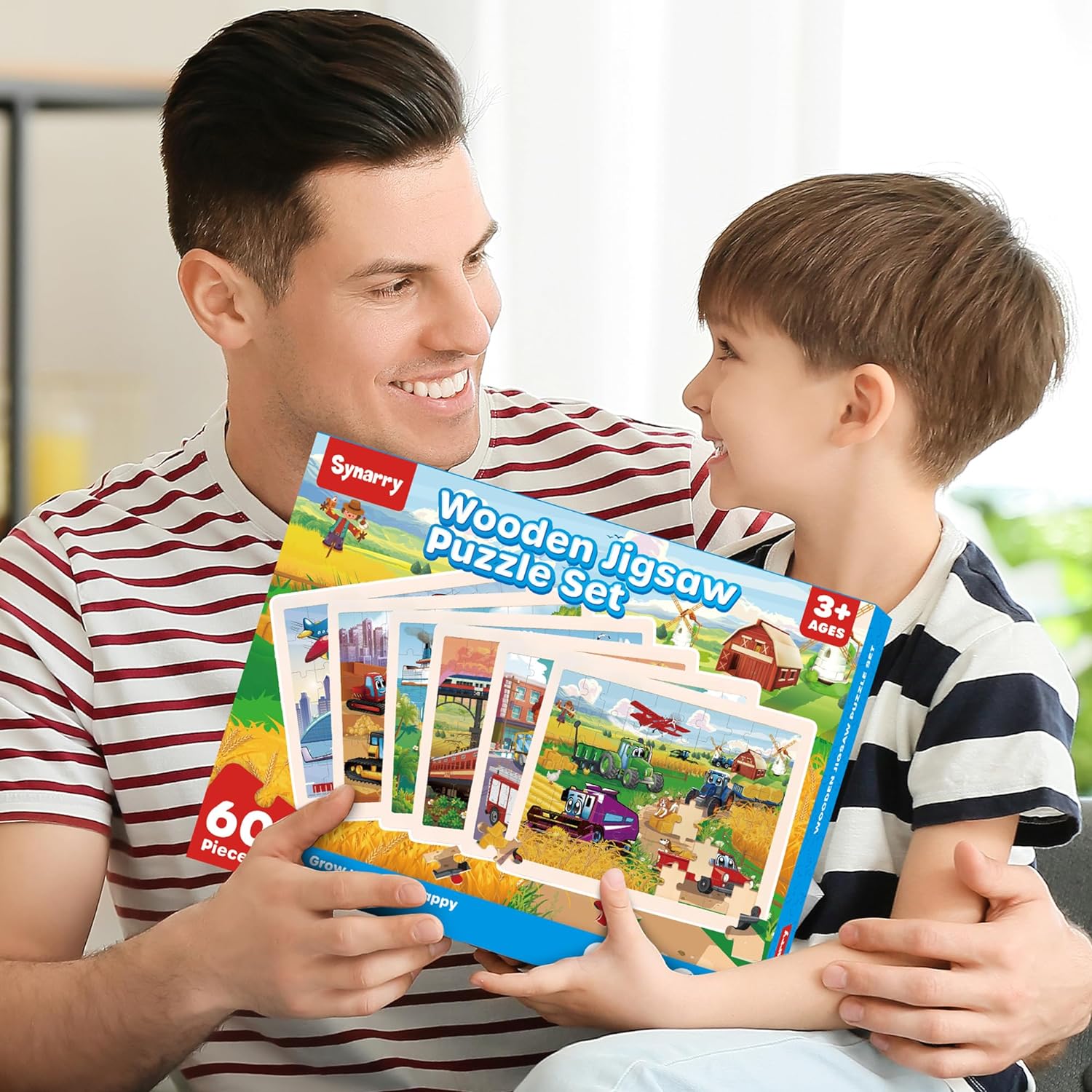 SYNARRY Wooden Vehicle Puzzles for Kids Ages 4-6, 6 Packs 60 PCs Jigsaw Puzzles Preschool Educational Toys Gifts for Children Ages 4-8, Kids Puzzles for 4+ Year Olds Boys Girls, Wood Puzzles Ages 3-10 - Image 7