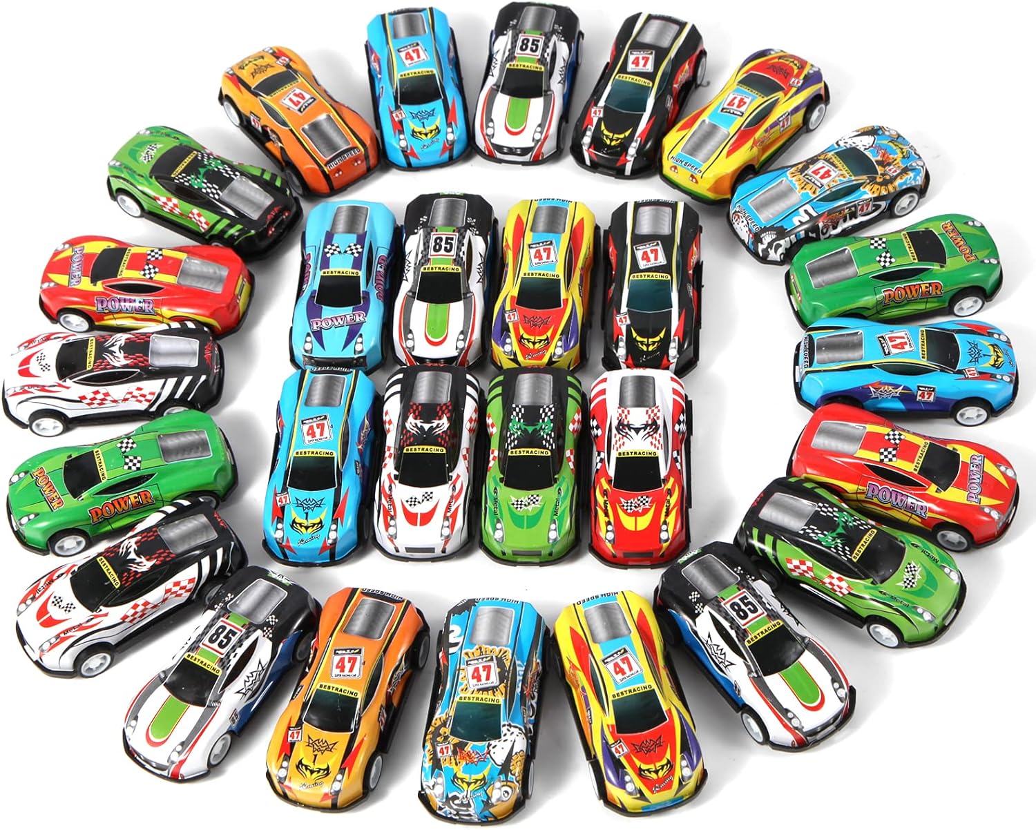 Benzem 28 Pack Pull Back Cars for Kids, Mini Vehicles Toy Bulk Party Favor Race Cars Toys, Goodie Bag Stuffers, Pinata Fillers for Boys Girls Toddlers